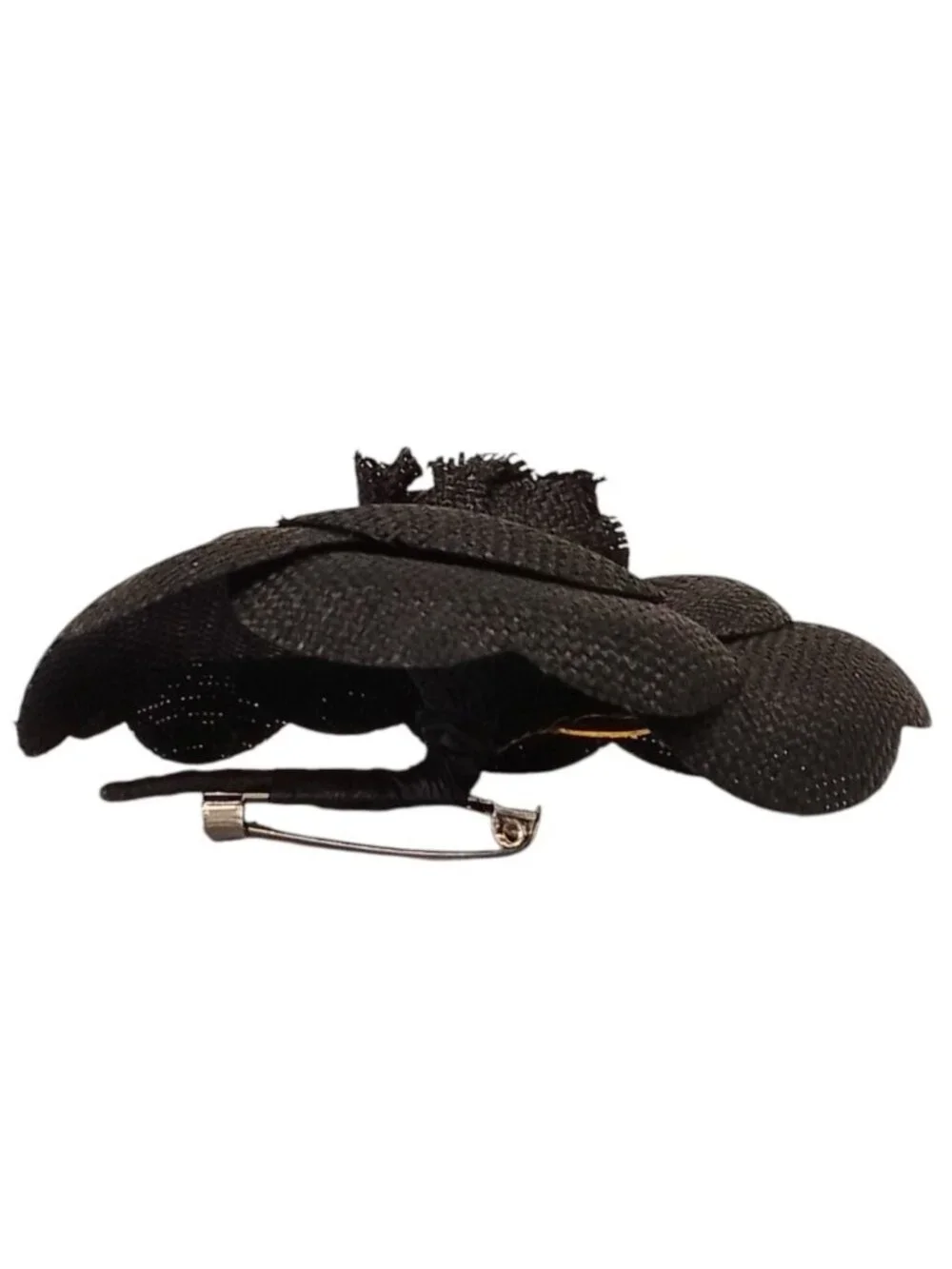 Chanel Canvas Camellia Corsage Pin Brooch Black